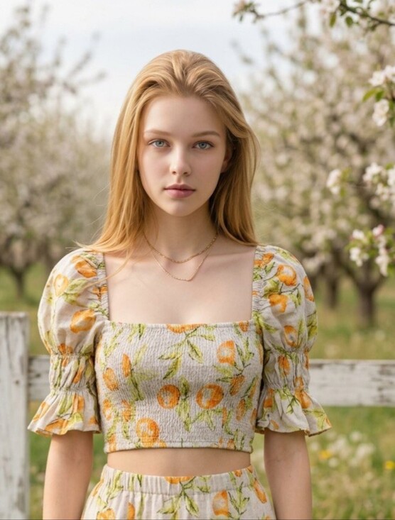 Urban Outfitters Tops - Urban Outfitters Square-Neck Smocked Crop Top with Puff Sleeves #T20